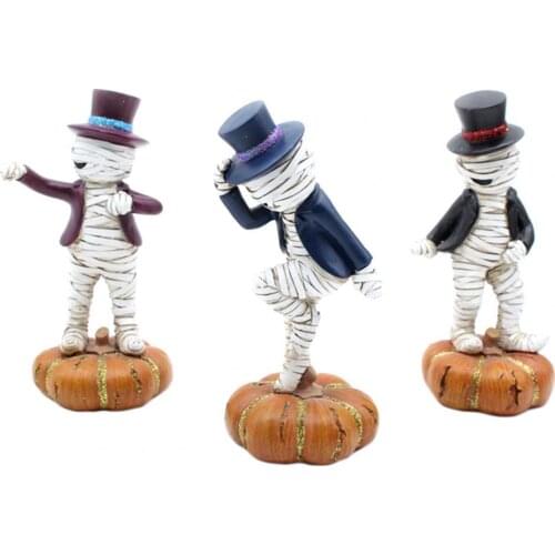 3Pcs Mummy Toys Exquisite Resin Pumpkin Music Dance Mummy Statue Halloween Decorations Halloween Decoration Mummy Statues