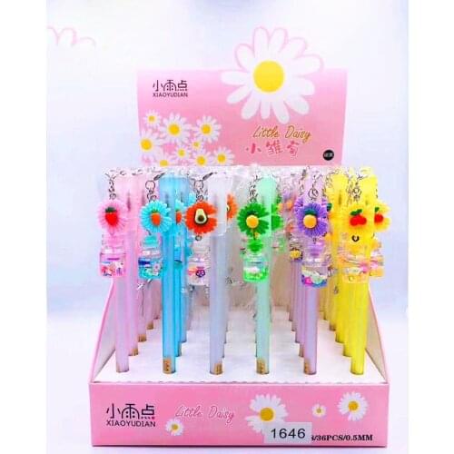 36 pcs/lot Creative Fruit Daisy Bottle Pendant Gel Pen Cute black Ink Neutral Pens Promotional Gift Stationery School Supplies