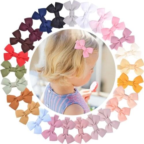 50PCS/Set 2 Inch Solid Color Grosgrain Ribbon Bow Hair Clips For Girls Handmade Bowknot Hairpin Barrettes Kids Headwear