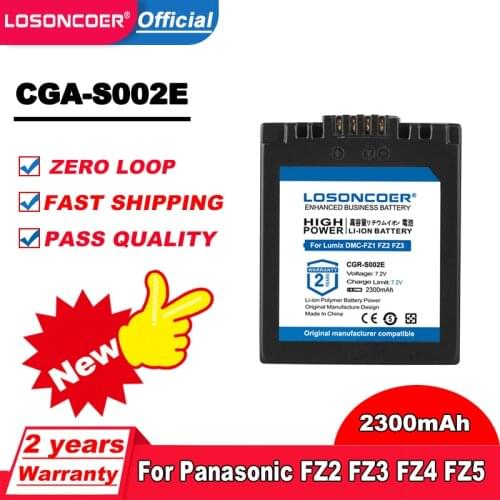 LOSONCOER 2300mAh CGA-S002 CGA-S002A CGA-S002E DMW-BM7 Battery for Panasonic Lumix DMC-FZ1 FZ2 FZ3 FZ4 FZ5 FZ10 FZ15 FZ20 Camera