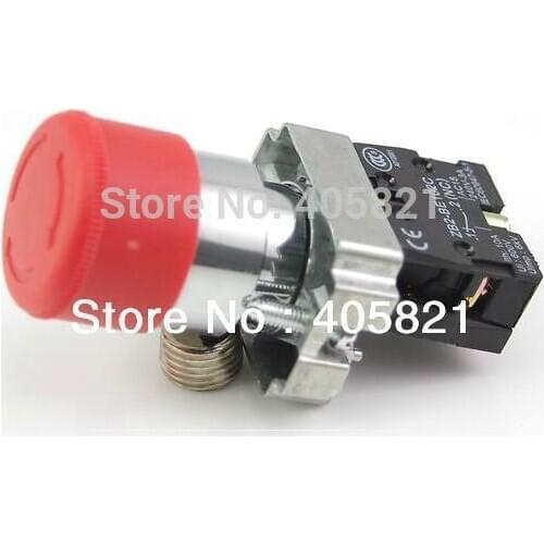 Emergency stop push button switch turn to release 1NC Mushroomhead dia 30MM Industrial Machine switch