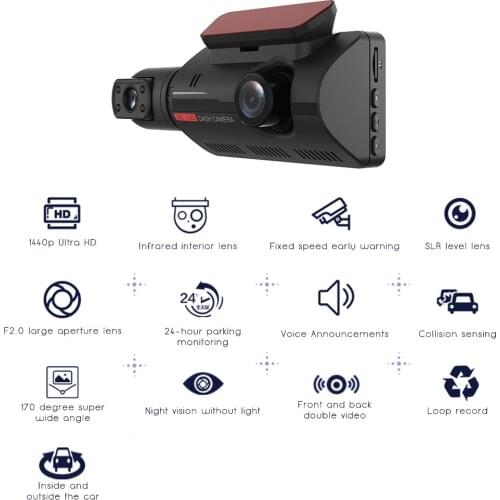 Car DVR 2 Cameras Lens NT96220 Chip FHD 3.0 Inch Dash Cam Auto Video Recorder Registrator Dvrs With infrared G-sensor
