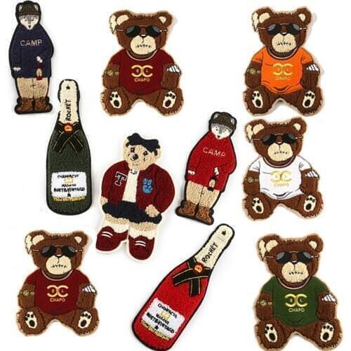 Large Russian Bear Vodka Badges Clothe Embroidery Patch Applique Ironing Clothing Sewing Supplies Decorative Patche For Clothing