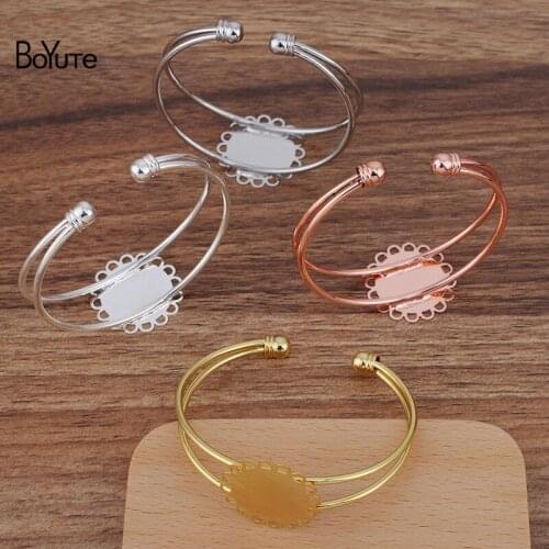 BoYuTe Custom Made (50 Pieces/Lot) 65*60MM Metal Brass Blank Bracelet with 20MM Flat Base Handmade DIY Jewelry Accessories