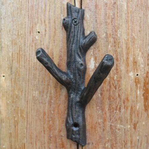 European Vintage Tree Branch Design Home Garden Decor Cast Iron Wall Hook for Coat Hat Keys