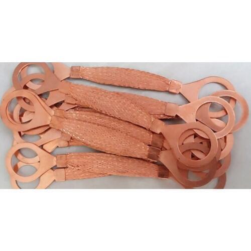 5pcs flange static Jumper copper sheet connecting line copper jumper wire hole 16, length 150mm Flange connection