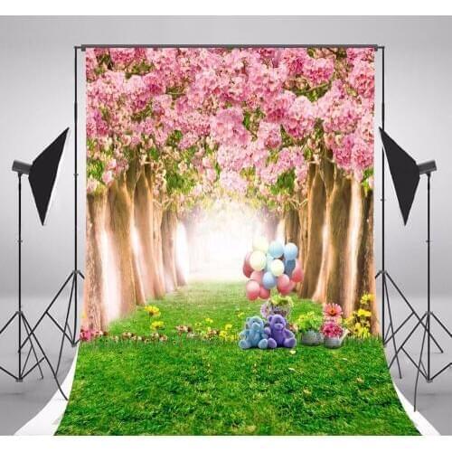 Pink Hazy Flowers Forest Wedding Photo Background Cloth Vintage Newborn Birthday Photo Backdrops for Studio Custom Photography