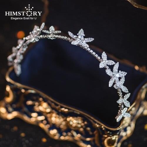 HIMSTORY Sparkling Mini Flower Bridal Headband Elegance Floral Hair Jewelry Tiara Hair Accessories De Noiva