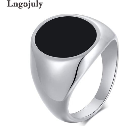 Stainless Steel Acrylic Oval Ring Steel Color Rings Punk Hip Hop For Male Boyfriend Biker Jewelry Creativity Accessoeries Gift