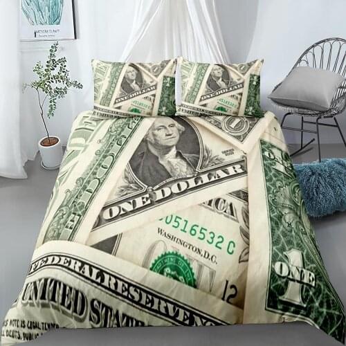 Funny Design Money Dollar Bedding Set Single Twin Full Queen King Size Money Bed Set Childrens Kid Bedroom Duvetcover Sets 007