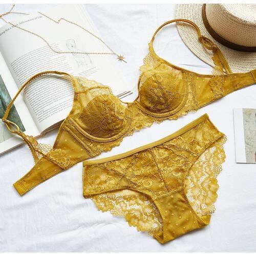 Fashion 3 Colors lingerie sexy lace thin cotton underwear comfortable underwear womens bra set Intimates Female Bra