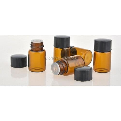 2ML Amber Mini Glass Bottle, 2CC Brown Amber Sample Vial Small Essential Oil Bottle Factory Price Free Shipping