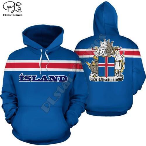 Men Women iceland print 3D Hoodies Funny country blue flag Sweatshirt Fashion Hooded Long Sleeve unisex harajuku Pullover