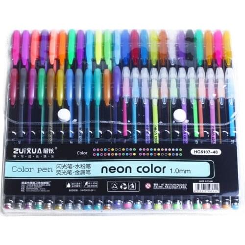 ZUIXUA 48 Gel Pens set, Color gel pens Glitter Metallic pens Good gift For Coloring, Kids, Sketching, Painting, Drawing