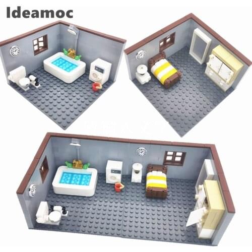 Furniture Set House Building Blocks Bricks Toys for Children Compatible City Friends Wardrobe Bathtub Kitchen TV Toys MOC Bloque