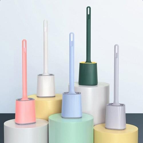 Silicone Toilet Brush Bathroom Toilet Bowl Scrubber Brush with Storage Box TPR Bristles Hanging Bathroom Accessories