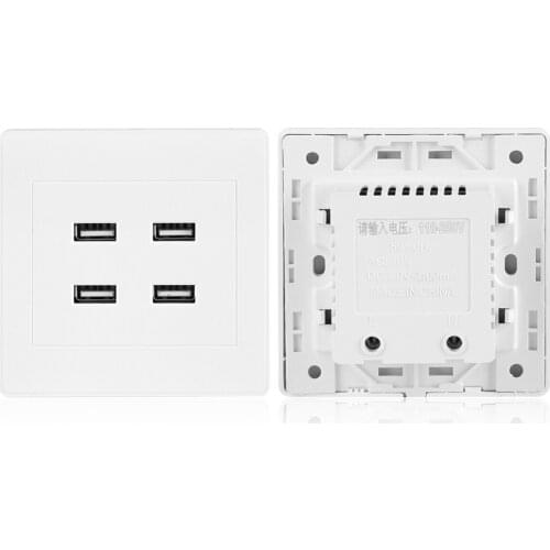 USB Wall Mounted Socket 5V 3100mA 4 Ports Switch Control Charger Input(AC 110~250V) Electrical Power Switch For Home Office