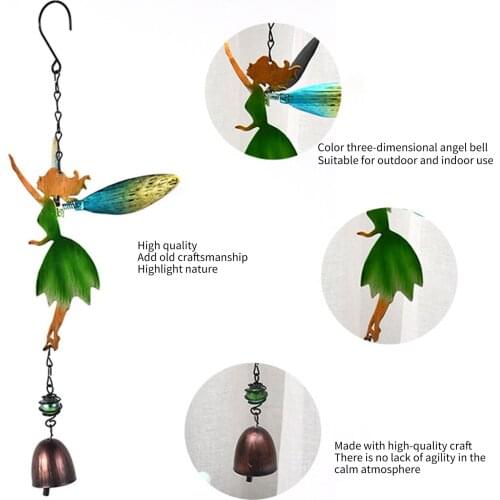 Fairy Angel Wind Chimes, Romantic Metal Art Wind Bells, Musical Hanging Decoration for Indoor Outdoor Garden Patio Porch Windows