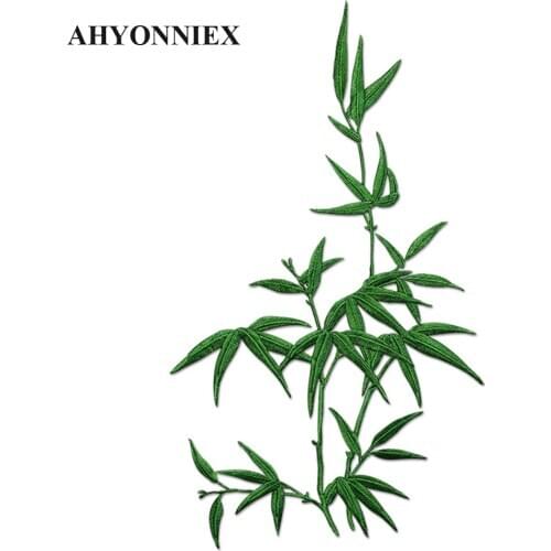 AHYONNIEX Good Quality Bamboo Embroidery Patches for Dress Bag Jacket Iron On Patches for Clothes Large Glue Sticker