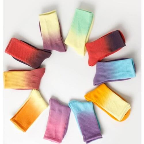 Japanese Korean Harajuku Gradient Tide Socks Couple Street Hip Hop Skateboard Basketball Sports Cozy Cotton Socks Women Men