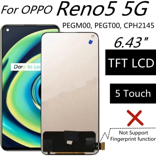 6.43" TFT LCD For OPPO Reno5 5G PEGM00 PEGT00 CPH2145 LCD Display Touch Screen Assembly Replacement Accessory
