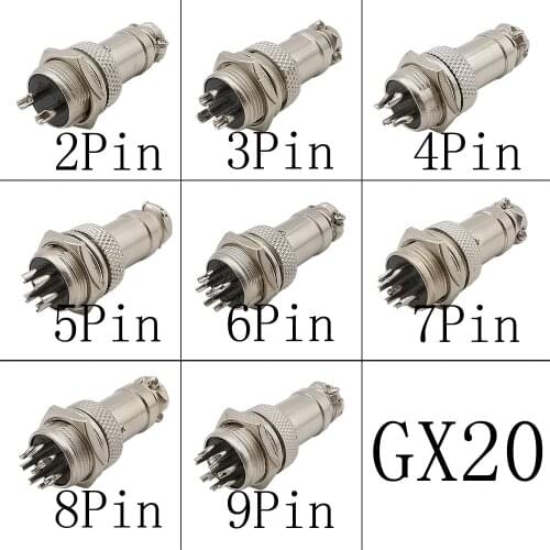 1Set GX20 Aviation Connector Male/Female Socket Plug Circular Connector Electrical Wire Panel Connector 2/3/4/5/6/7/8/9 Pin