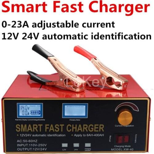 12V 24V 0A to 23A Adjustable charger for 6Ah to 400Ah Lead-Acid Battery Maintenance free battery GEL Liquid water battery