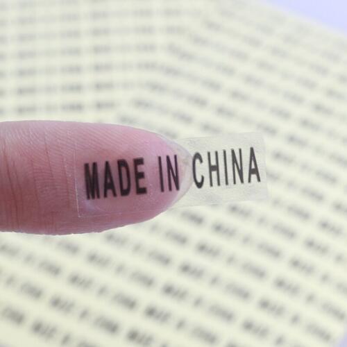 1800pcs! MADE IN CHINA sticker white label with black print 0.6X2.8cm rectangle Coated Paper Origin Label Sticker gift tags