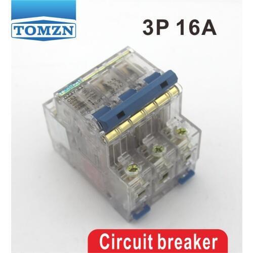 3P 16A Transparent case Mini Circuit breaker MCB safety breakers