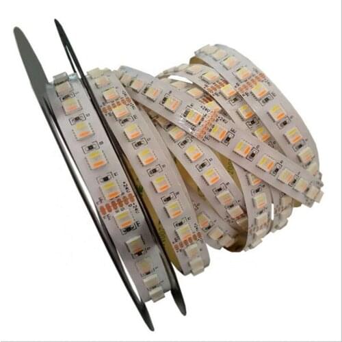 5M DC24V 36W 12MM FPBC 480Leds/Rool RGB+CCT 96leds/m 5 In 1 Chip 5050 SMD LED Strip Light CW+RGB+WW Temperature Adjustable Strip