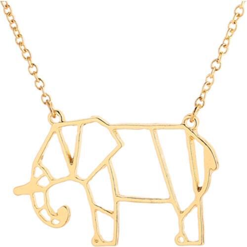 50pcs Cute Unique Animal Necklace Jewelry Origami Elephant Necklace Lucky Elephant Pendant Necklace For Animal lover