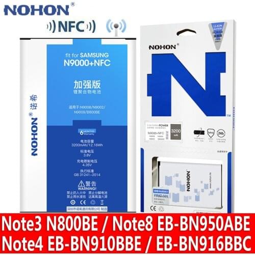 NOHON Battery For Samsung Galaxy Note 3 4 Note3 Note4 N9000 N9005 N9006 N9100 N910X NFC Original Replacement Real Bateria
