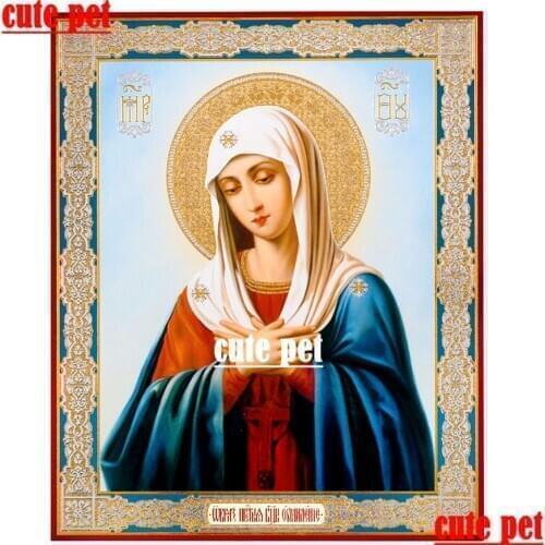 Diamond Embroidery Russian Orthodox Christian Catholic Icon of Virgin of Extreme Humility CrossStitch diamond Religion Decor Art