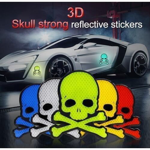 Car Skull Motorcy Bone Baby Cart Sticker Warning Mark Reflective Tape Decals Safe Sign Safety Reflective Strips Exterior Sticker