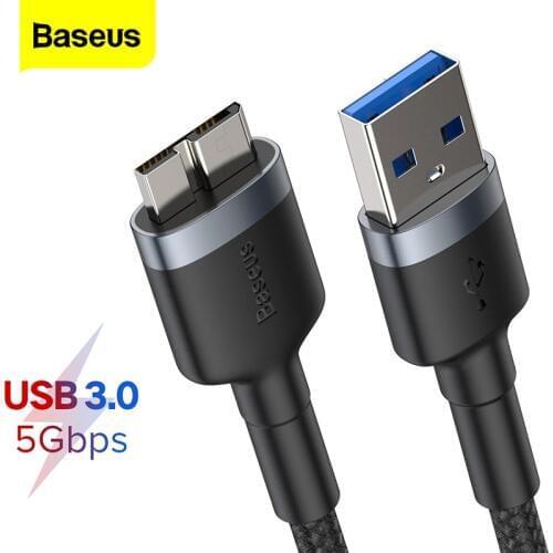 Baseus USB 3.0 To Micro B Cable 5GB Fast USB Type A Micro-B Data Cable for Samsung S5 Note 3 HDD External Hard Drive Disk Cord