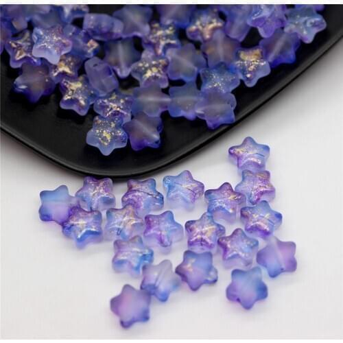 New Star Beads for Bracelet Earrings High Quality Accessories Frosted Colorful DIY Five-pointed Star 8mm Glass Beads