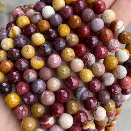 128 Faceted Round Natural Mookiate Egg Yolk Stone Beads 8mm Loose Spacer Beads DIY For Jewelry Making Bracelet 15'' Strand