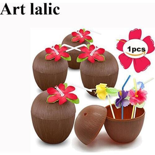 1pcs Coconut Drinking Cup Party Juice Mug Hawaiian Luau Summer Beach Pool Party Wedding Birthday Party Decorations Kids Adult