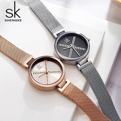 Luxury Watch Women Shengke Brand Luxury Diamond Womens Watches Women Elegant Bracelet Watches Clock Reloj Mujer Zegarek Damski