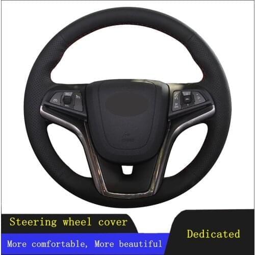 DIY Car Steering Wheel Cover Black Genuine Leather For Chevrolet Malibu 2011-2018 Volt Camaro 2011-2015 Aveo 2016 2017 2018