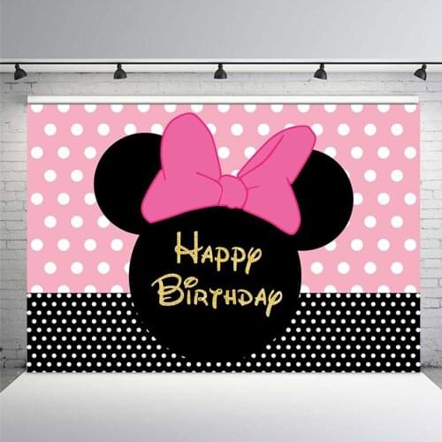 Pink White Dors Head Photography Backdrop Children 1st Birthday Photo Prop Studio Backdrop Background Photophone