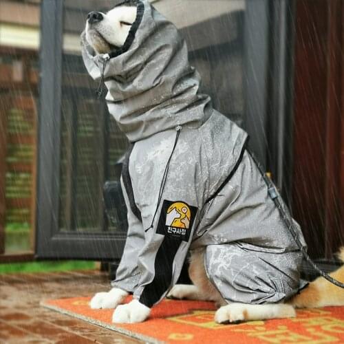 High Quality Large Dog Raincoat Tactical Full Surround Waterproof Dog Clothes Outdoor Reflective Doberman Labrador Pet Clothes