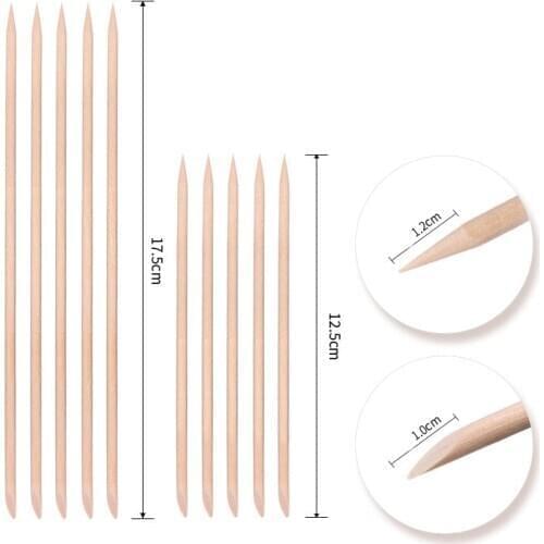 Hot Sell 50Pcs Orange Women Lady Double End Nail Art Wood Stick Cuticle Pusher Remover Pedicure Manicure Tool Set