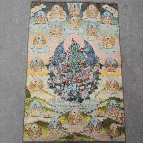 China old Tibet silk Thangka like hanging painting fengshui Green Tara portrait