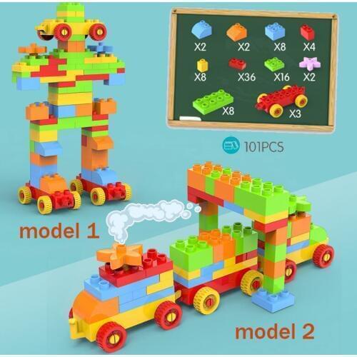 Big Size Particle Roof Blocks Compatible LegoINGlys Duploed Train robot Building Blocks Brick Toys For Children