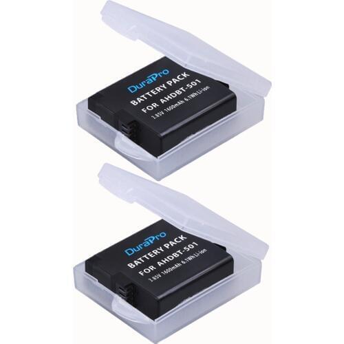 DuraPro 2pc 1600mAh AHDBT-501 AHDBT 501 AHDBT501 Rechargeable Li-ion battery for Gopro 5 Hero 5 Go pro 5 AHDBT 501 Camera