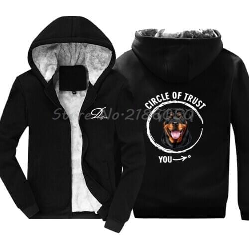 Winte Men Keep Warm Casual Print Sweatshirt Cool Hoodie Circle Of Trust Rotweiller Gift For Dog Lover Jackets Hip Hop Harajuku