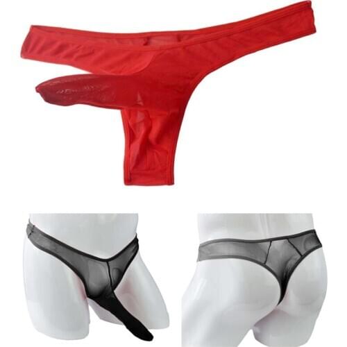 Mens sexy underwear transparent penis bag jj set underwear low waist thong T pants breathable sexy temptation youth favorite