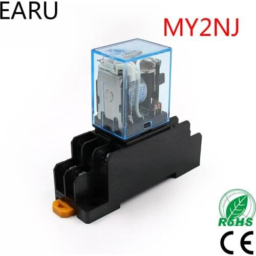 MY2P HH52P MY2NJ Relay Coil General DPDT Micro Mini Electromagnetic Relay Switch with Socket Base LED AC 110V 220V DC 12V 24V