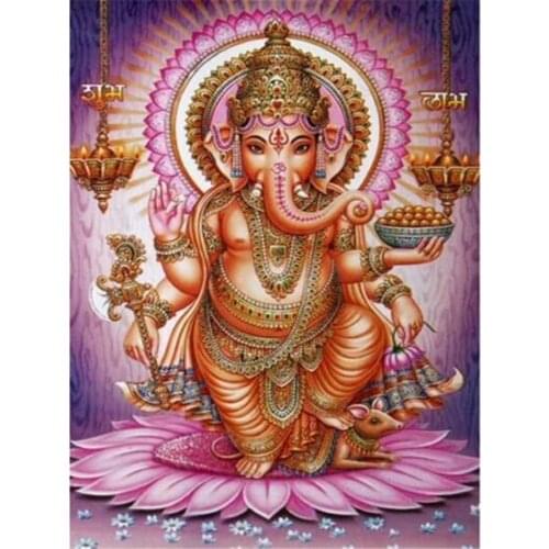 Buddha India Ganesha DIY Cross Stitch 11CT Embroidery Kits Craft Needlework Set Cotton Thread Printed Canvas Home Room